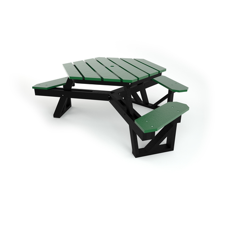 FROG FURNISHINGS Green 6' ADA HEX Table with Black Frame PB 6HEXADAGRE